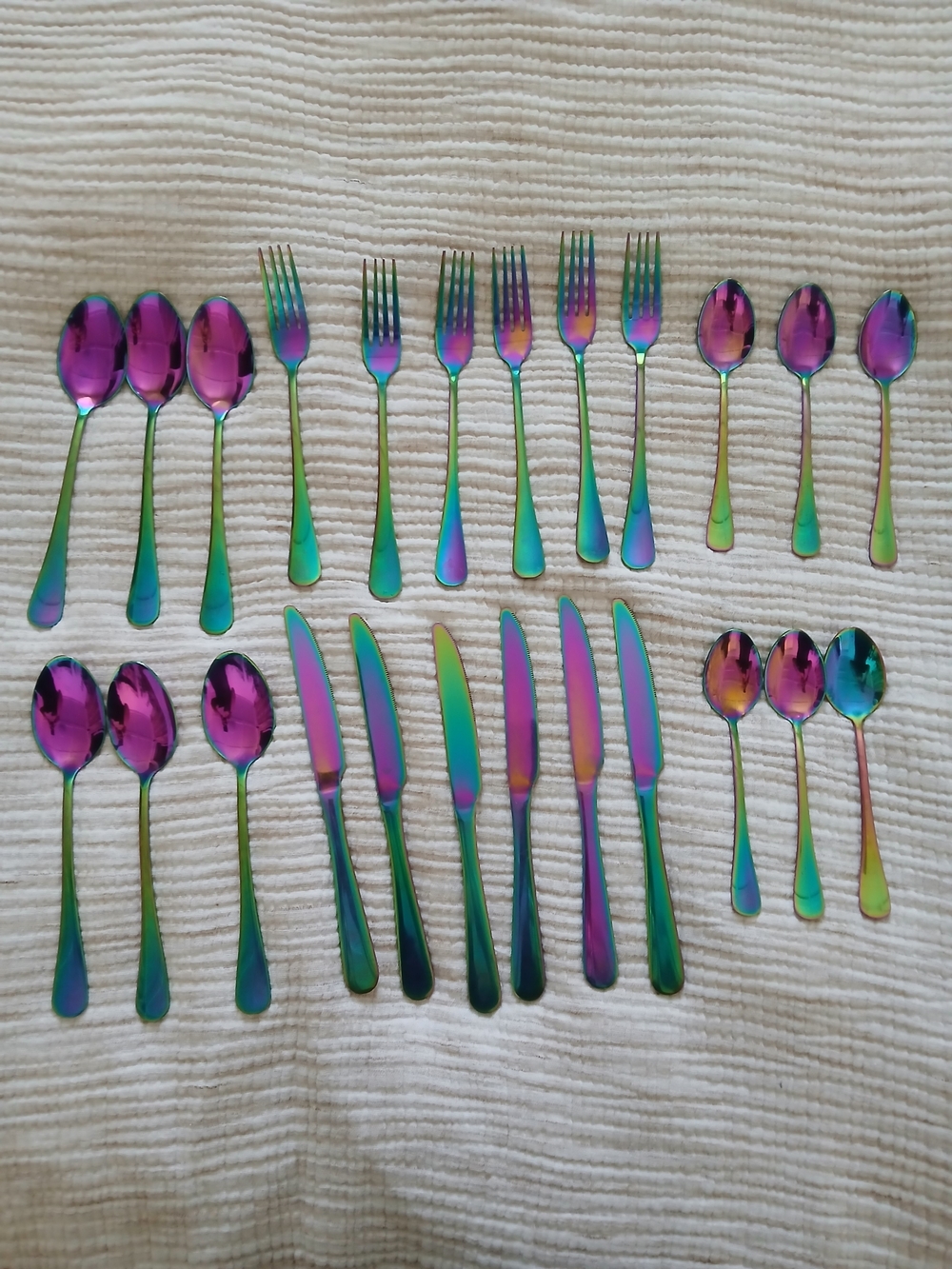 Iridescent Rainbow Stainless Steel Flatware Set - 24-Piece